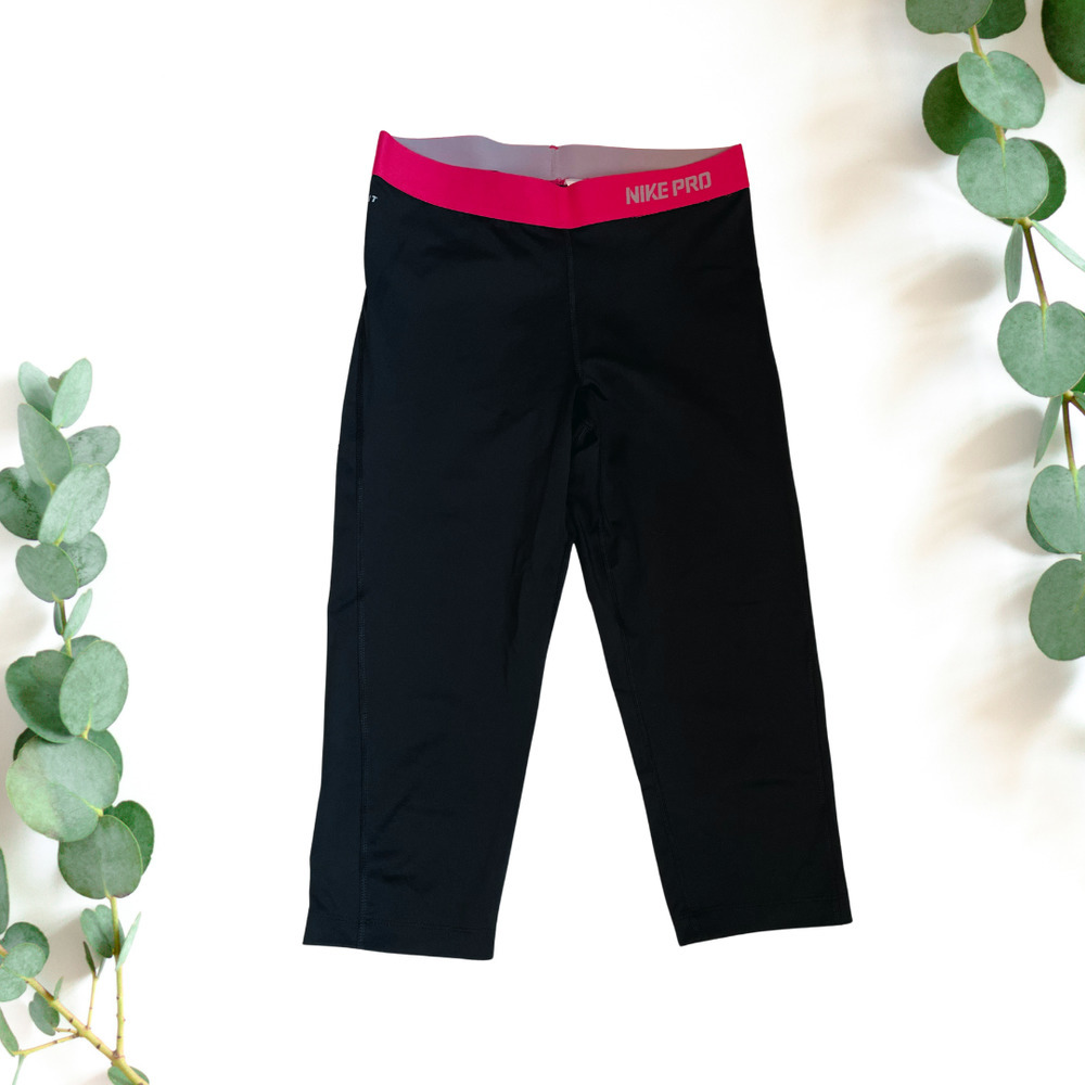 NIKE Pro Drifit Cropped Athletic Leggings Black Size Small